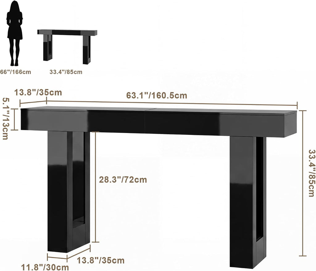 High‑Gloss LED Long Entryway Console Table