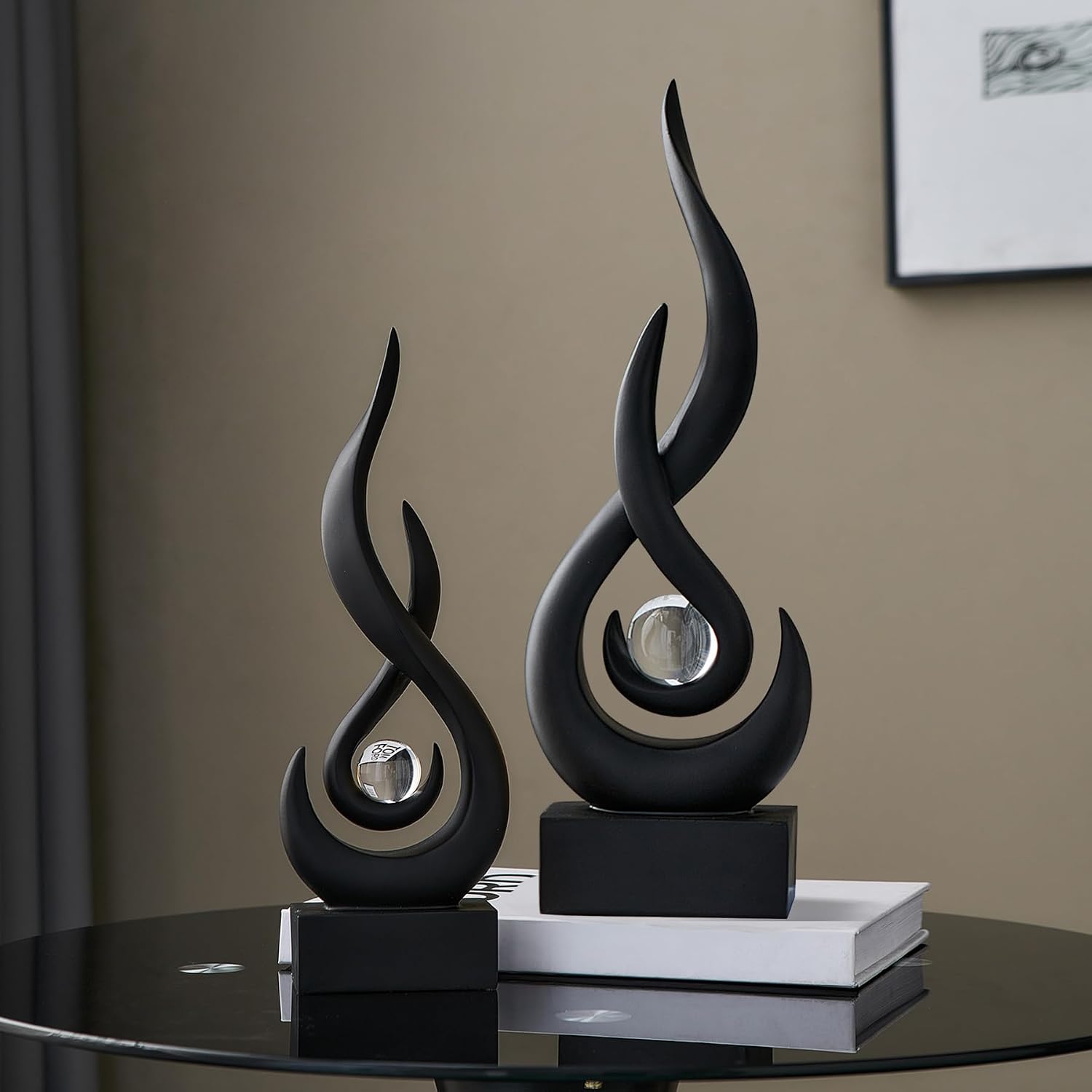 Black Abstract Flame Home Decor Sculpture
