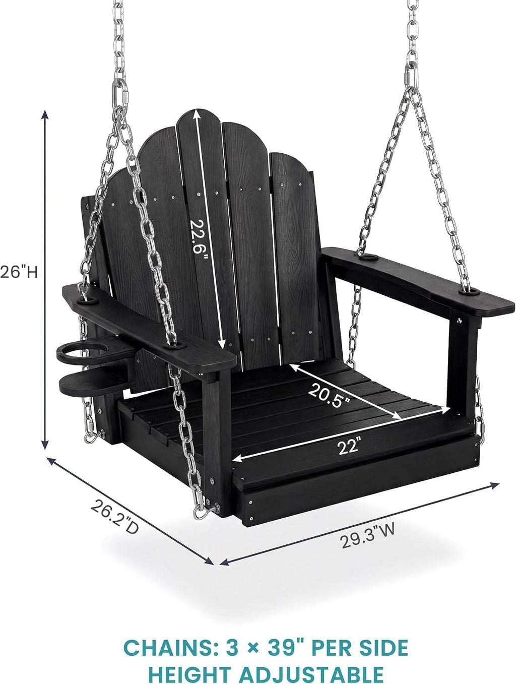 HDPE Outdoor Porch Swing Chair With Cup Holder
