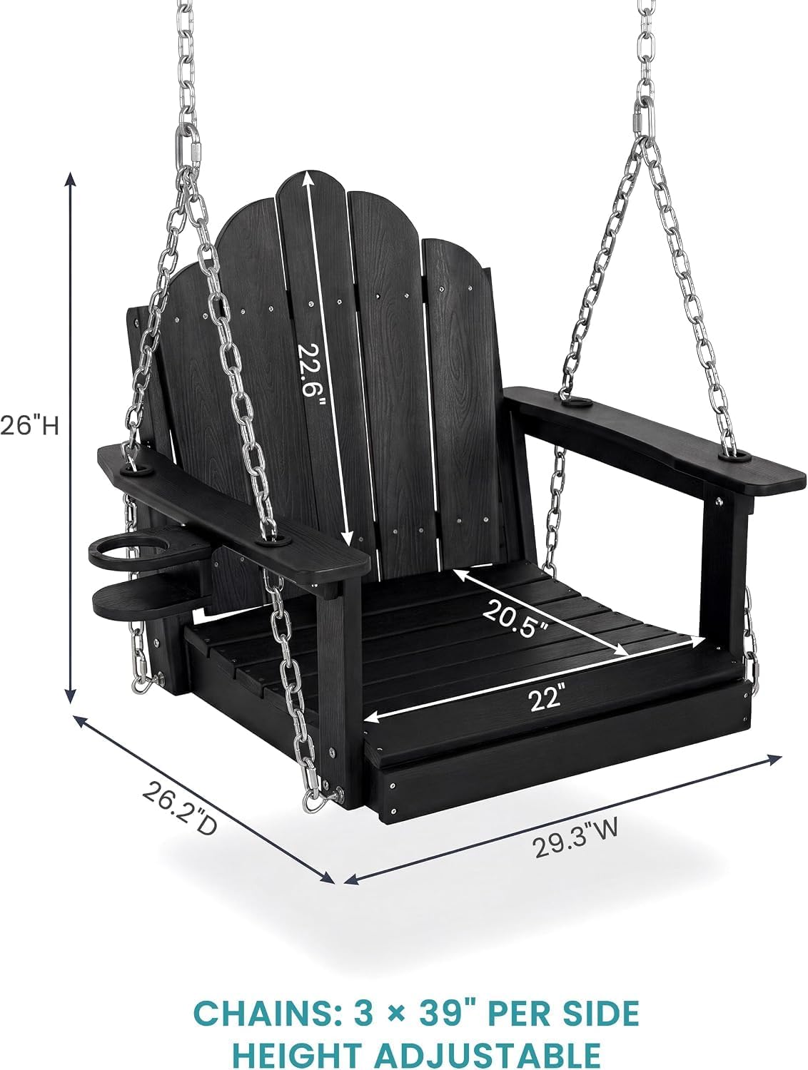 HDPE Outdoor Porch Swing Chair With Cup Holder