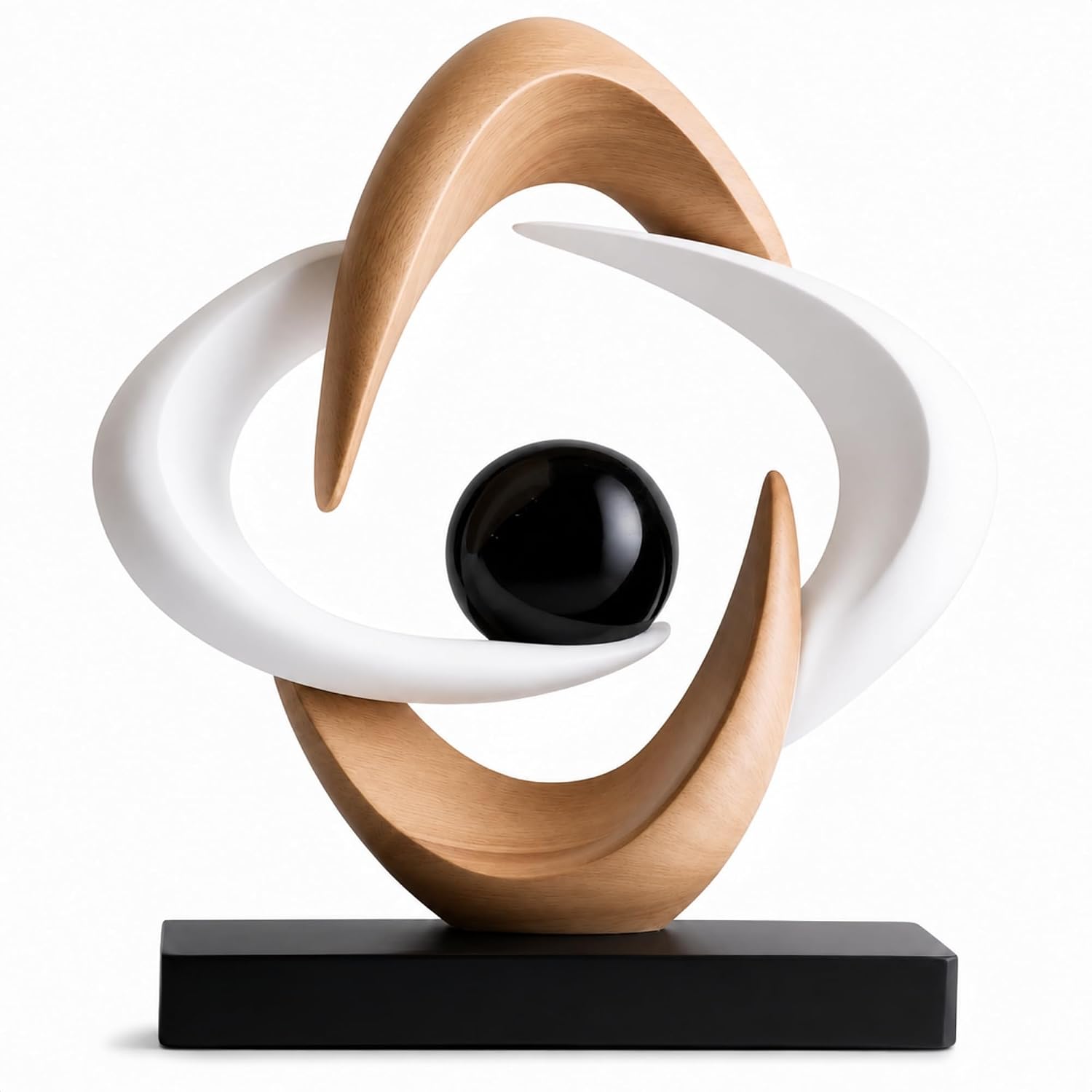 White Wood‑Grain Resin Abstract Decor Sculpture