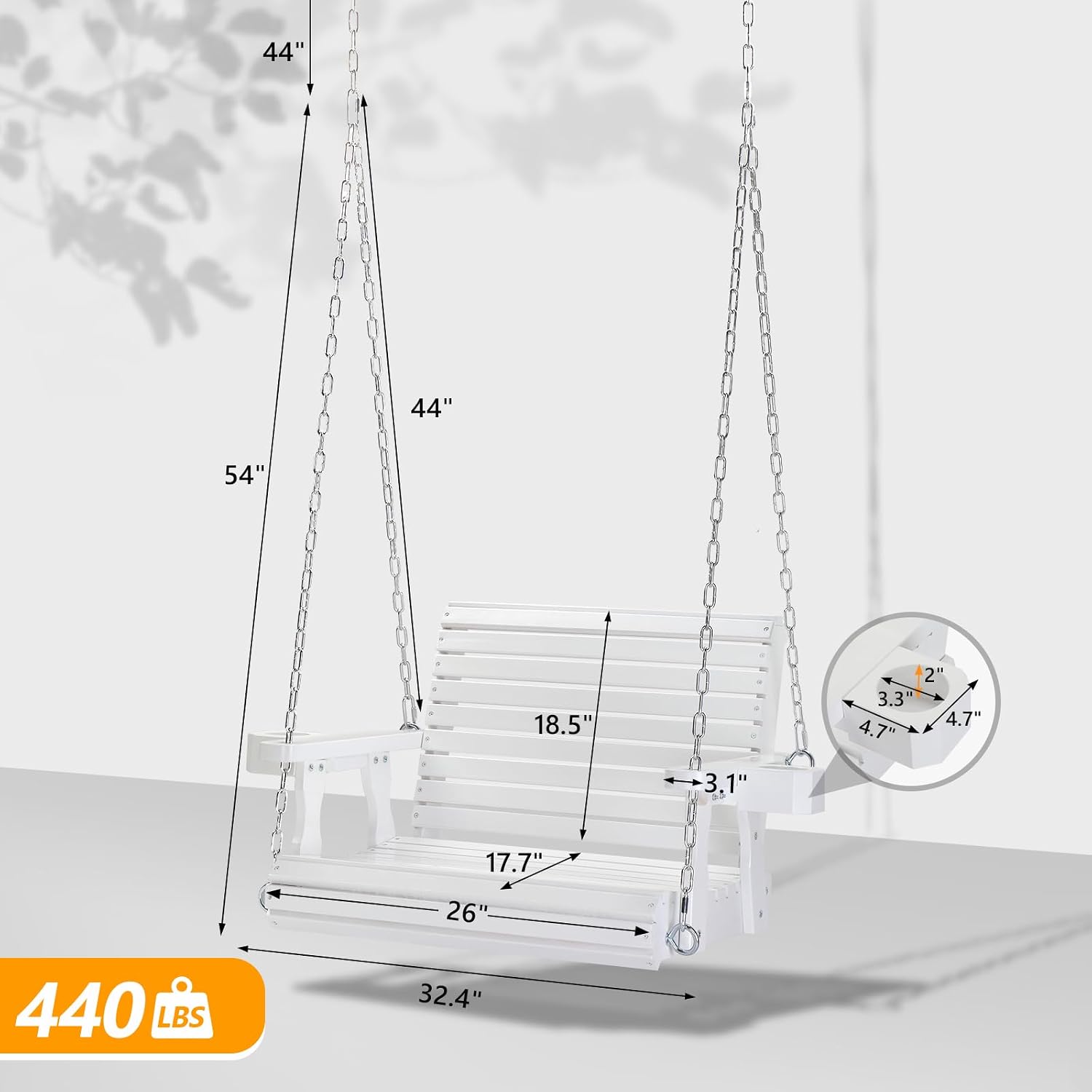 Heavy‑Duty Wooden Porch Swing Chair