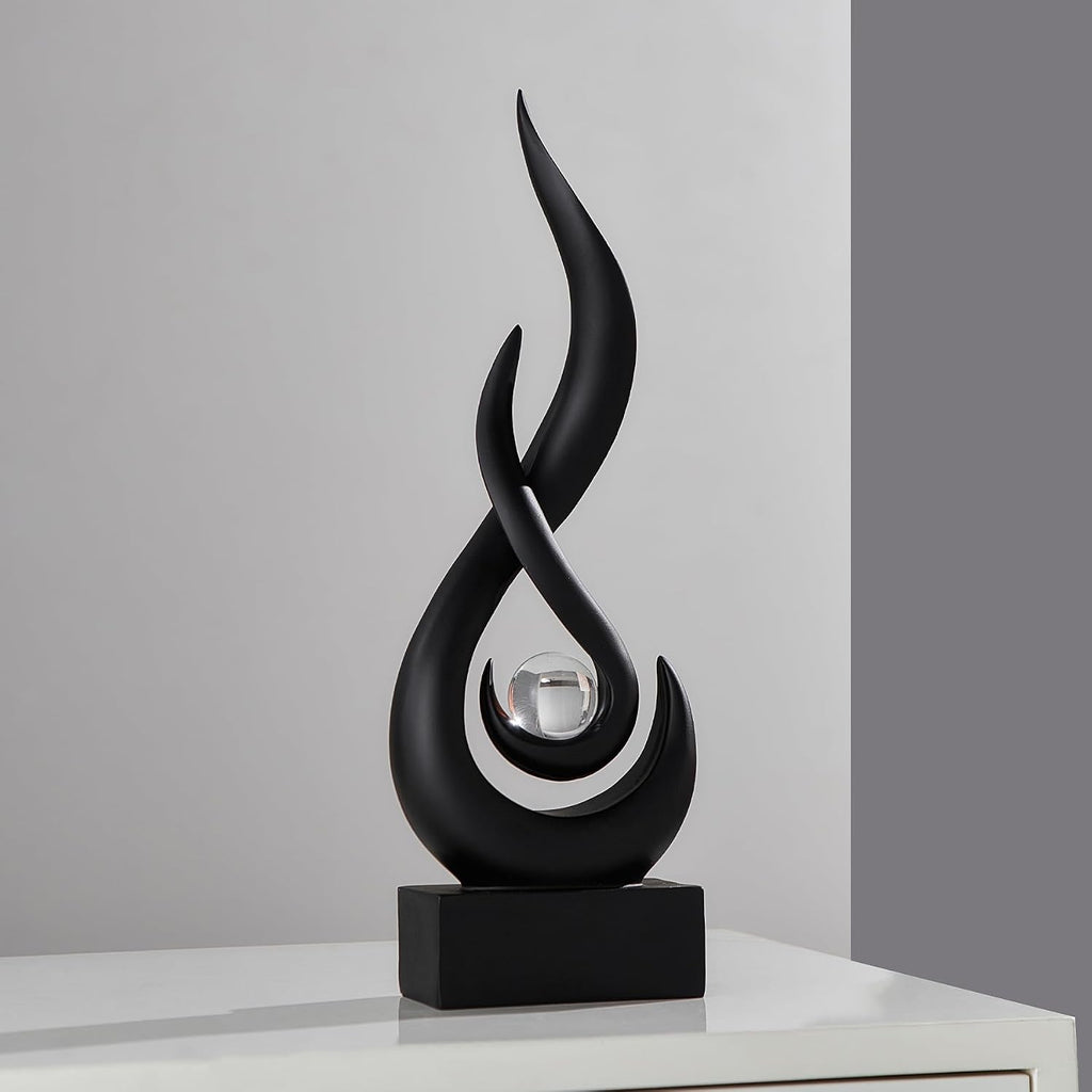 Black Abstract Flame Home Decor Sculpture
