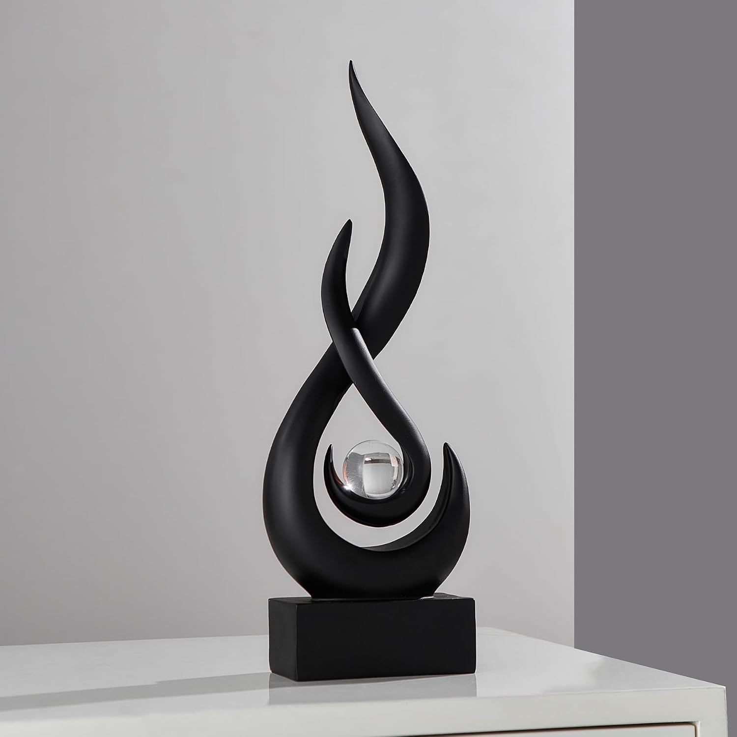 Black Abstract Flame Home Decor Sculpture