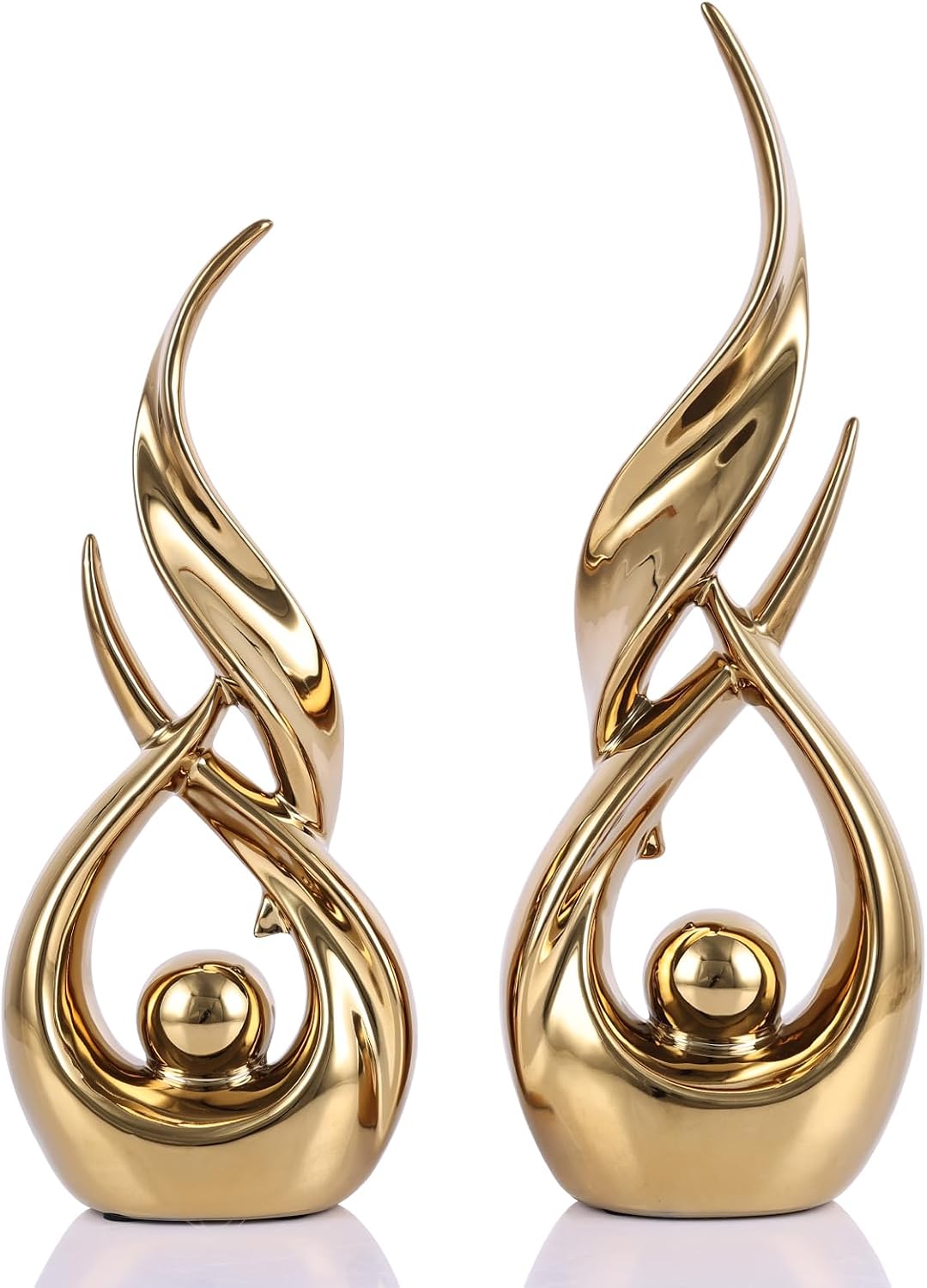 Ceramic Abstract Gold Home Decor Sculpture Set