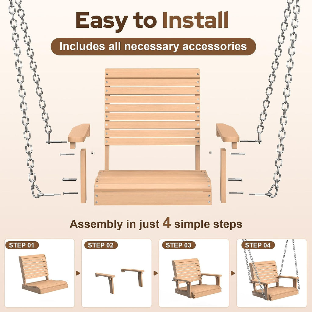 Heavy‑Duty HDPE Outdoor Porch Swing Chair