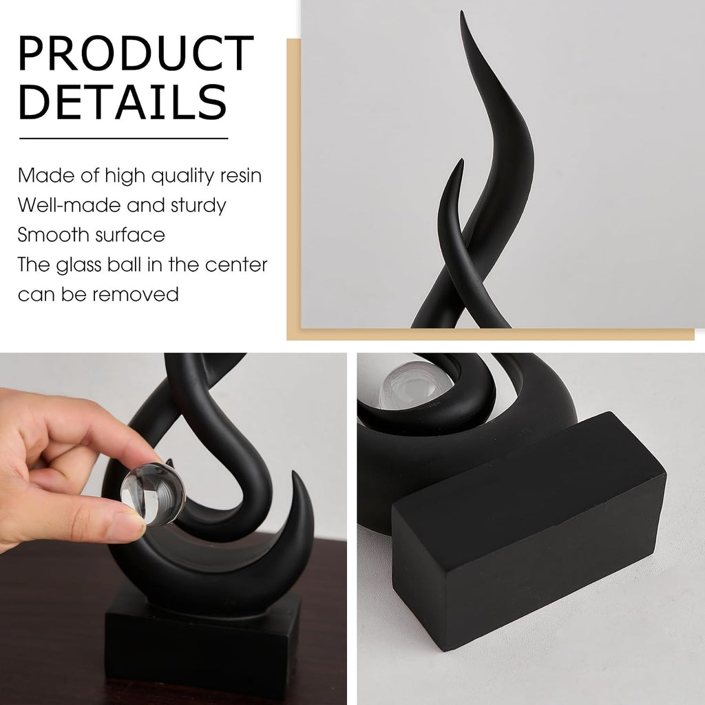 Black Abstract Flame Home Decor Sculpture