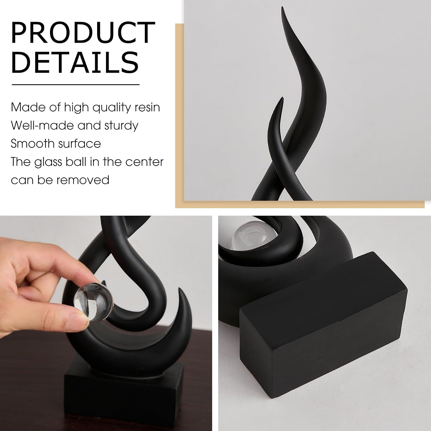 Black Abstract Flame Home Decor Sculpture