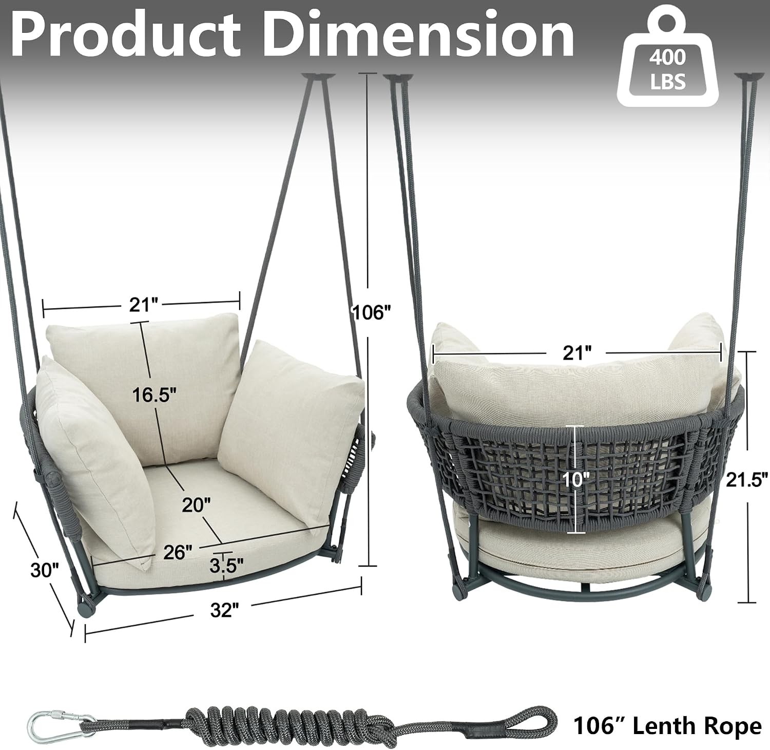 Heavy‑Duty Indoor Outdoor Hanging Swing Chair