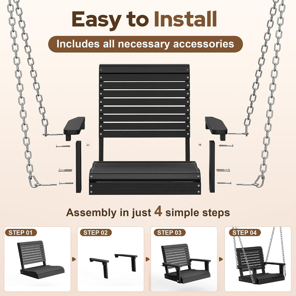 Heavy‑Duty HDPE Hanging Porch Swing Chair