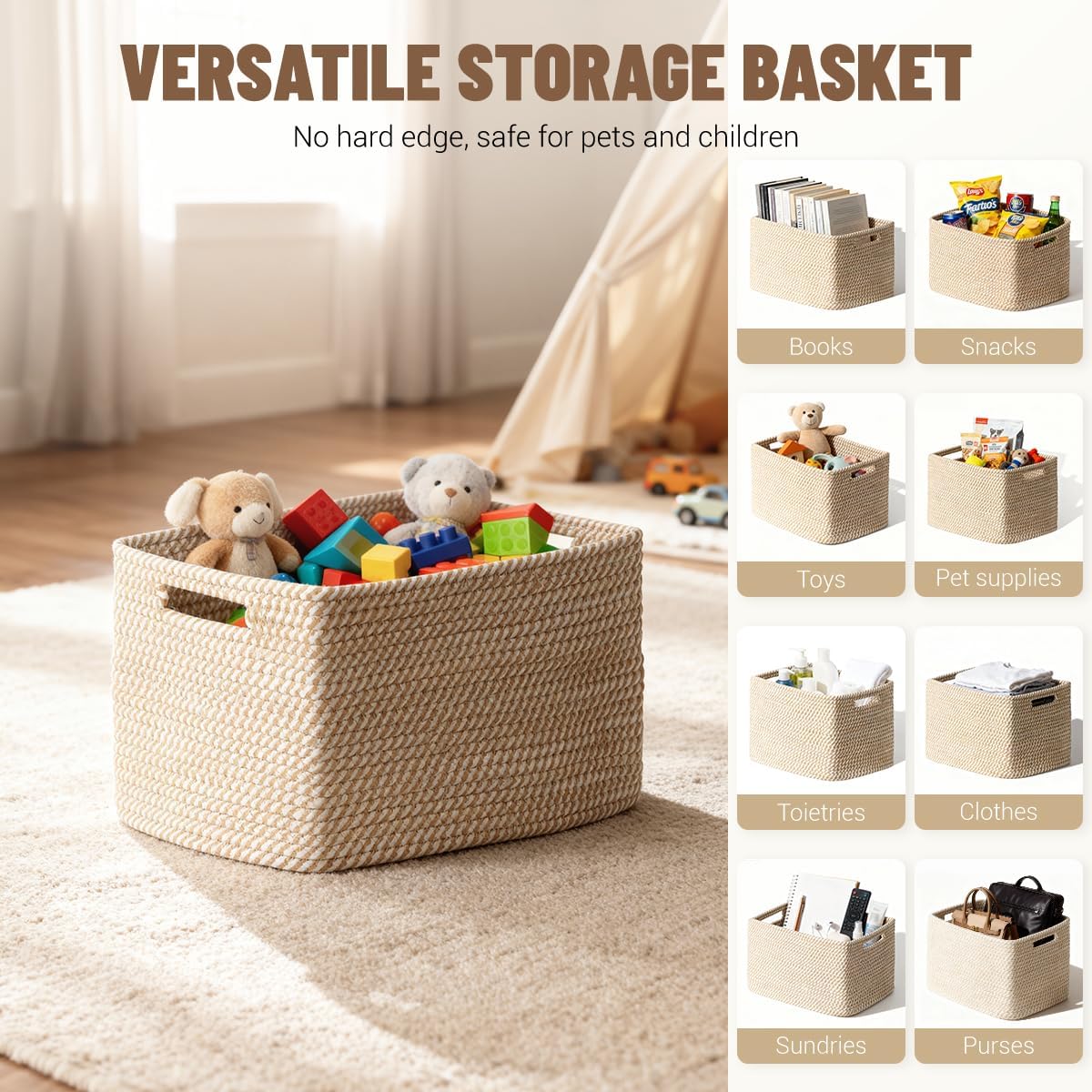 Decorative Woven Storage Baskets 5‑Pack