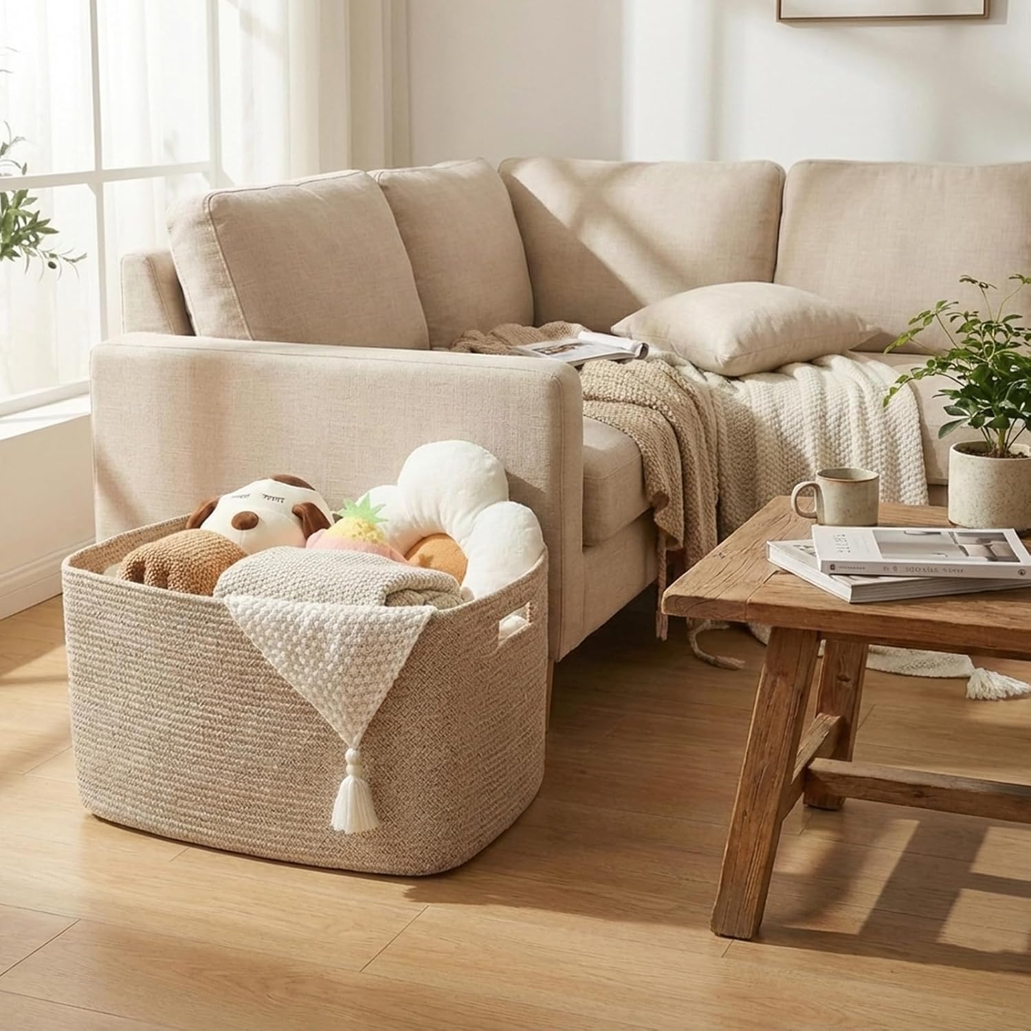 Large Woven Cotton Rope Storage Basket