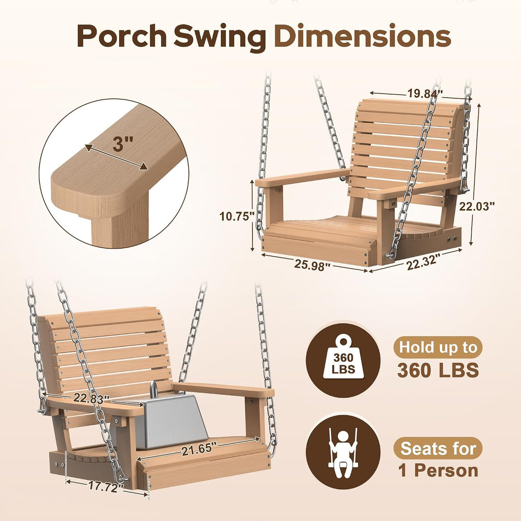 Heavy‑Duty HDPE Outdoor Porch Swing Chair