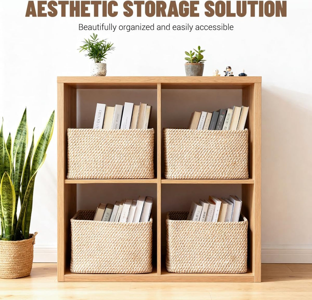 Decorative Woven Storage Baskets 5‑Pack