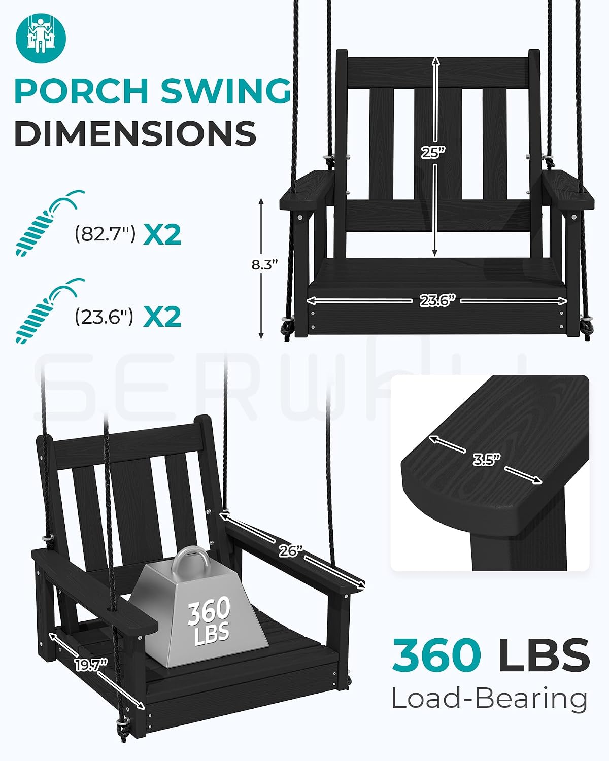 HDPE Single Outdoor Porch Swing Chair