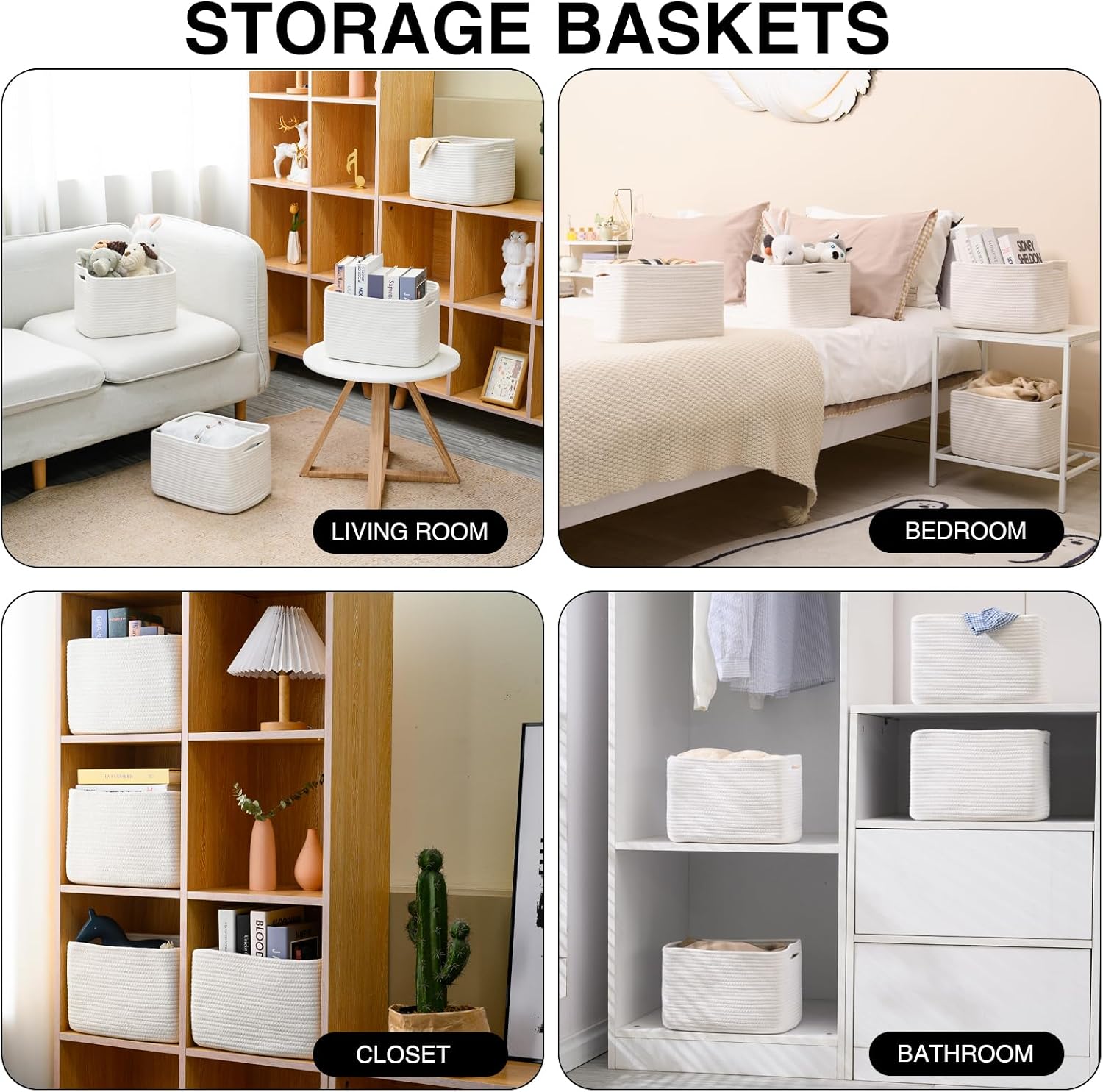 Fabric Storage Baskets 4‑Pack for Organization