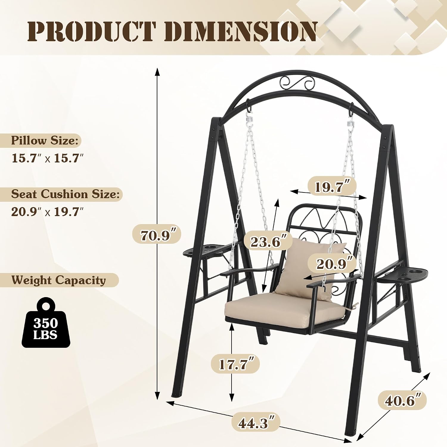 Outdoor Porch Swing Chair With Stand