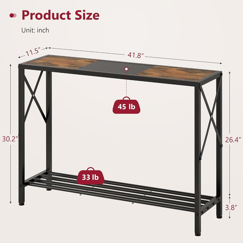 Industrial 2‑Tier Entryway Console Table