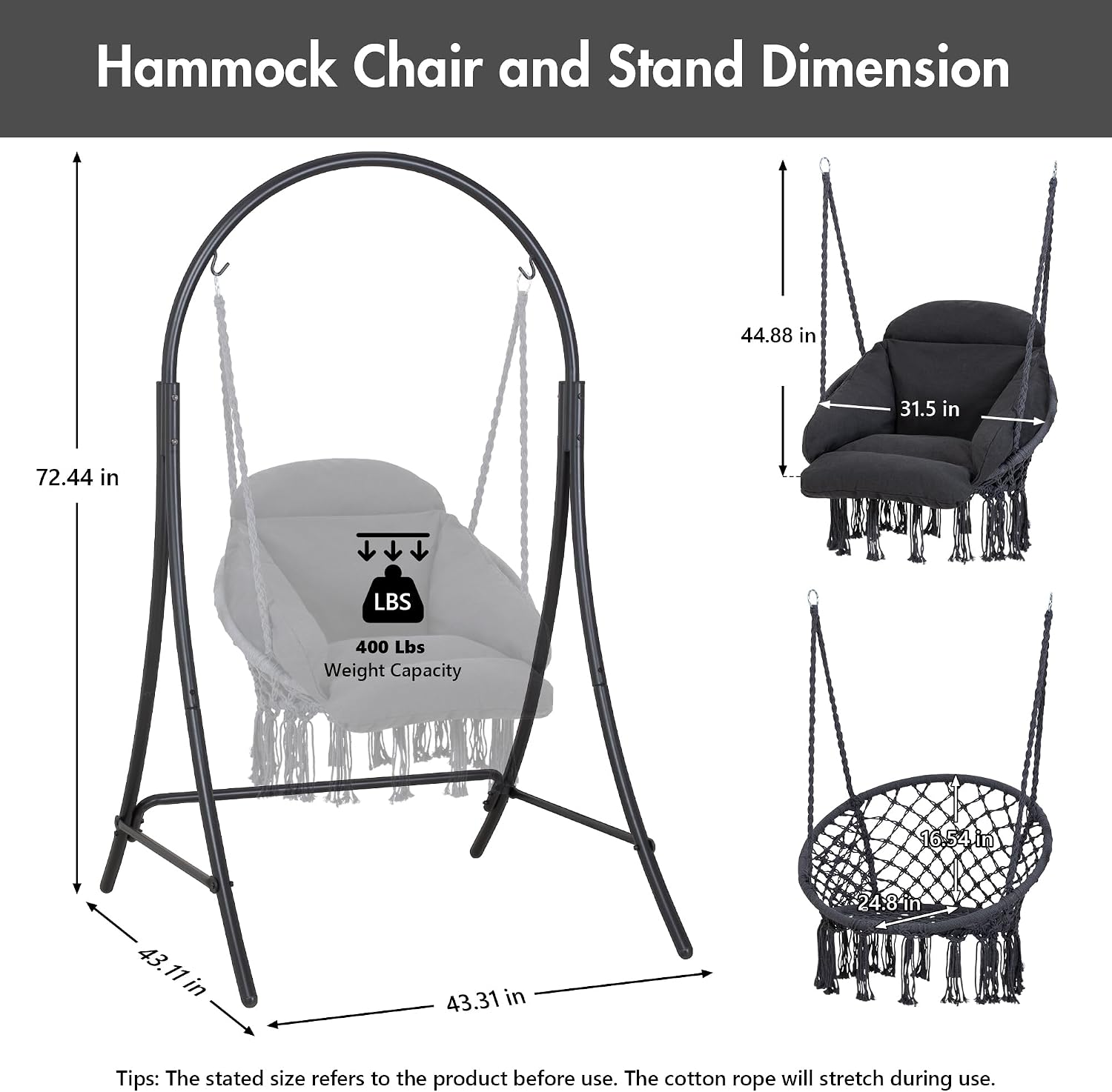 Hammock Swing Chair With Stand Cushion