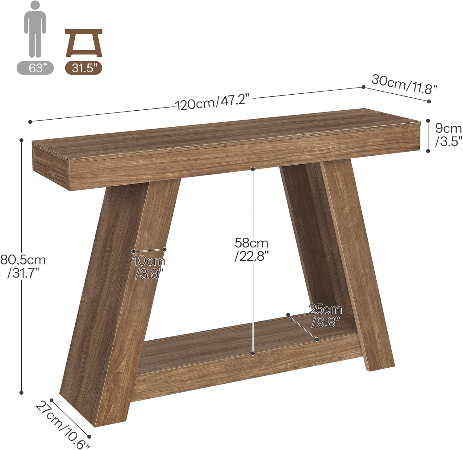 Narrow 2‑Tier Entryway Console Storage Table