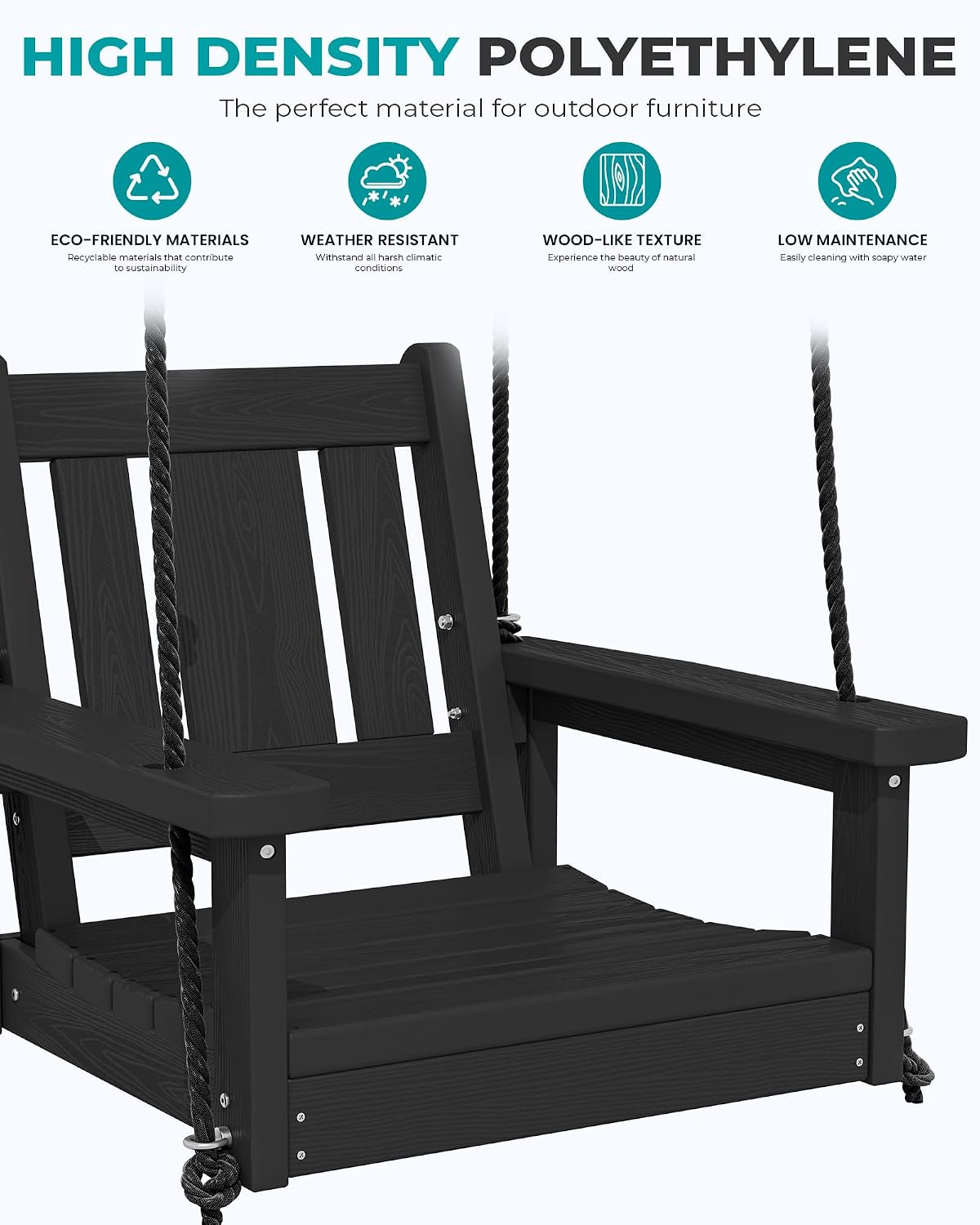 HDPE Single Outdoor Porch Swing Chair