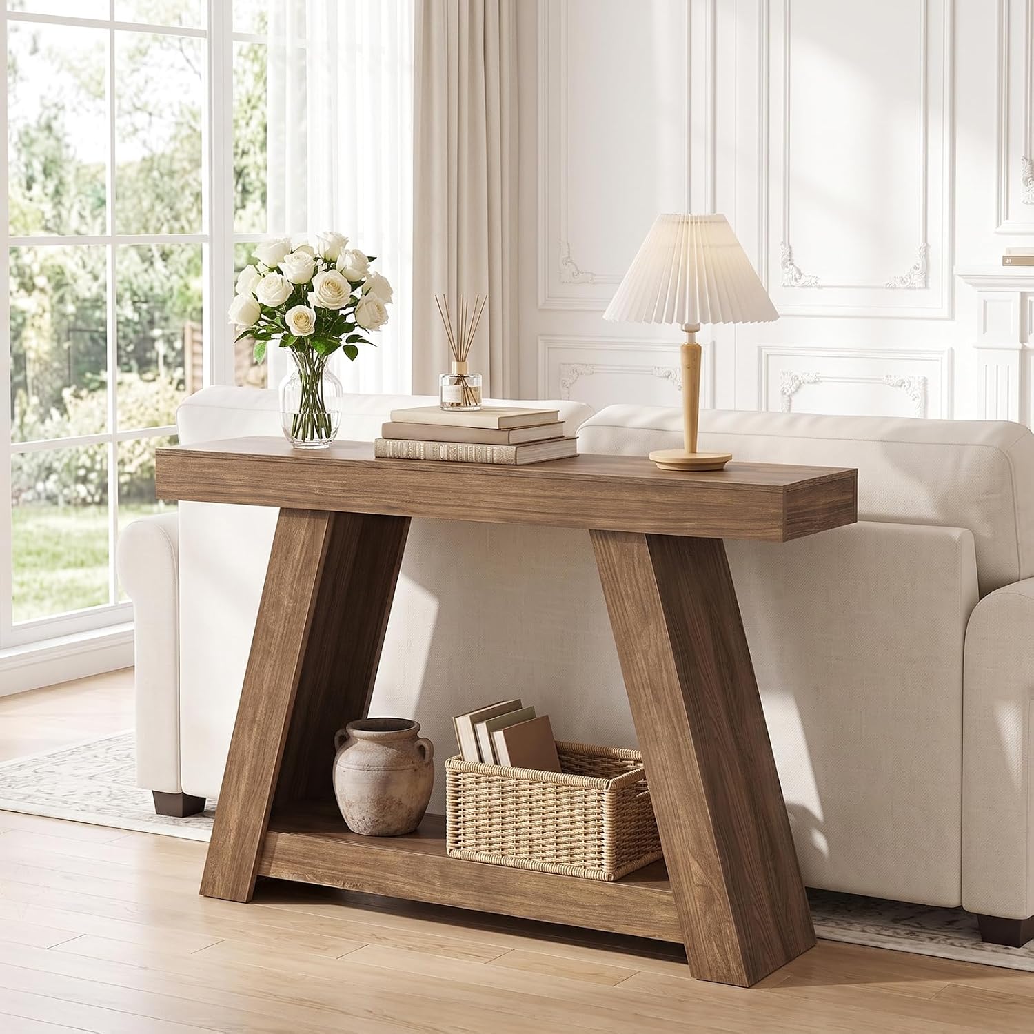 Narrow 2‑Tier Entryway Console Storage Table