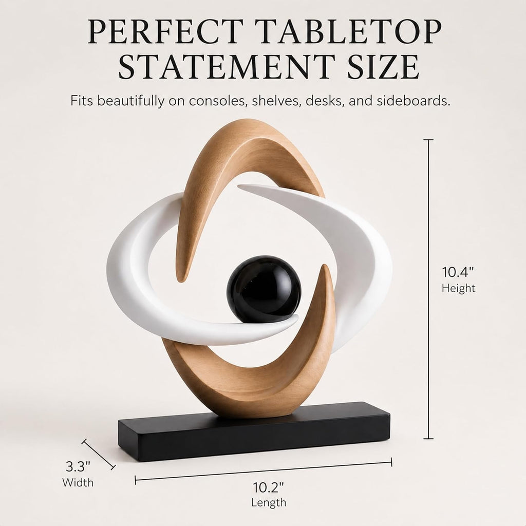 White Wood‑Grain Resin Abstract Decor Sculpture