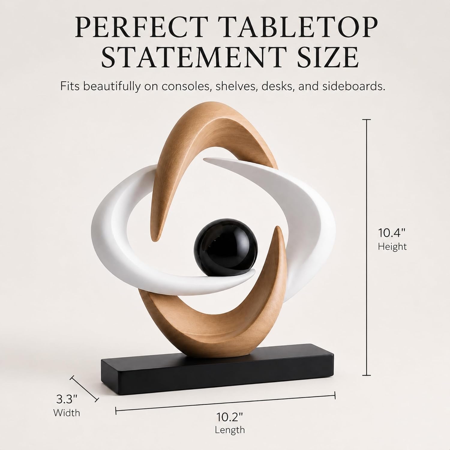 White Wood‑Grain Resin Abstract Decor Sculpture