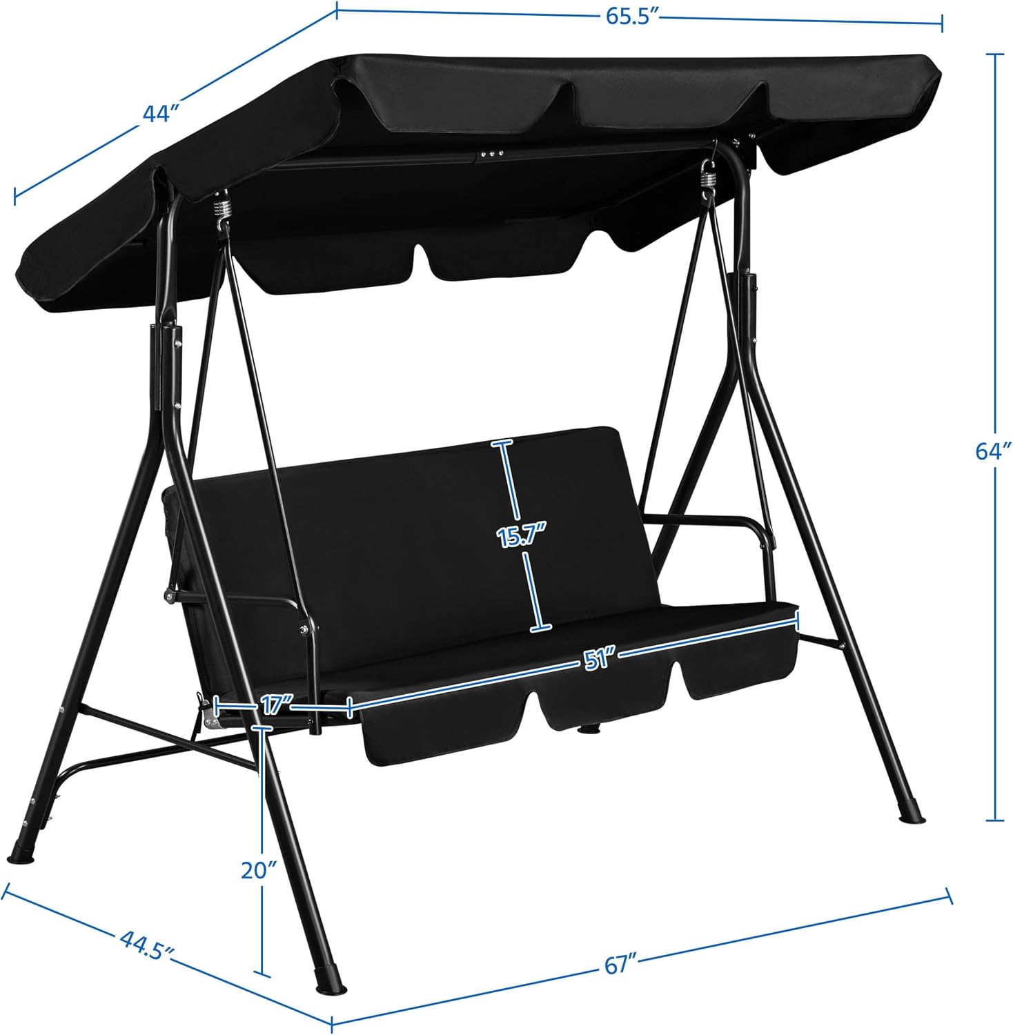 3‑Seat Outdoor Patio Swing Chair