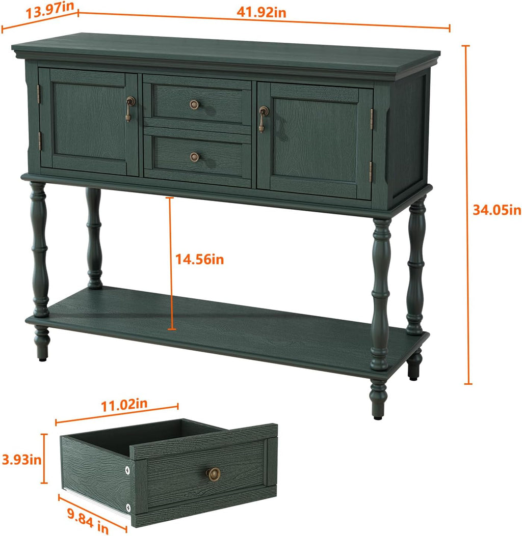 Retro Entryway Console Table With Storage Drawers