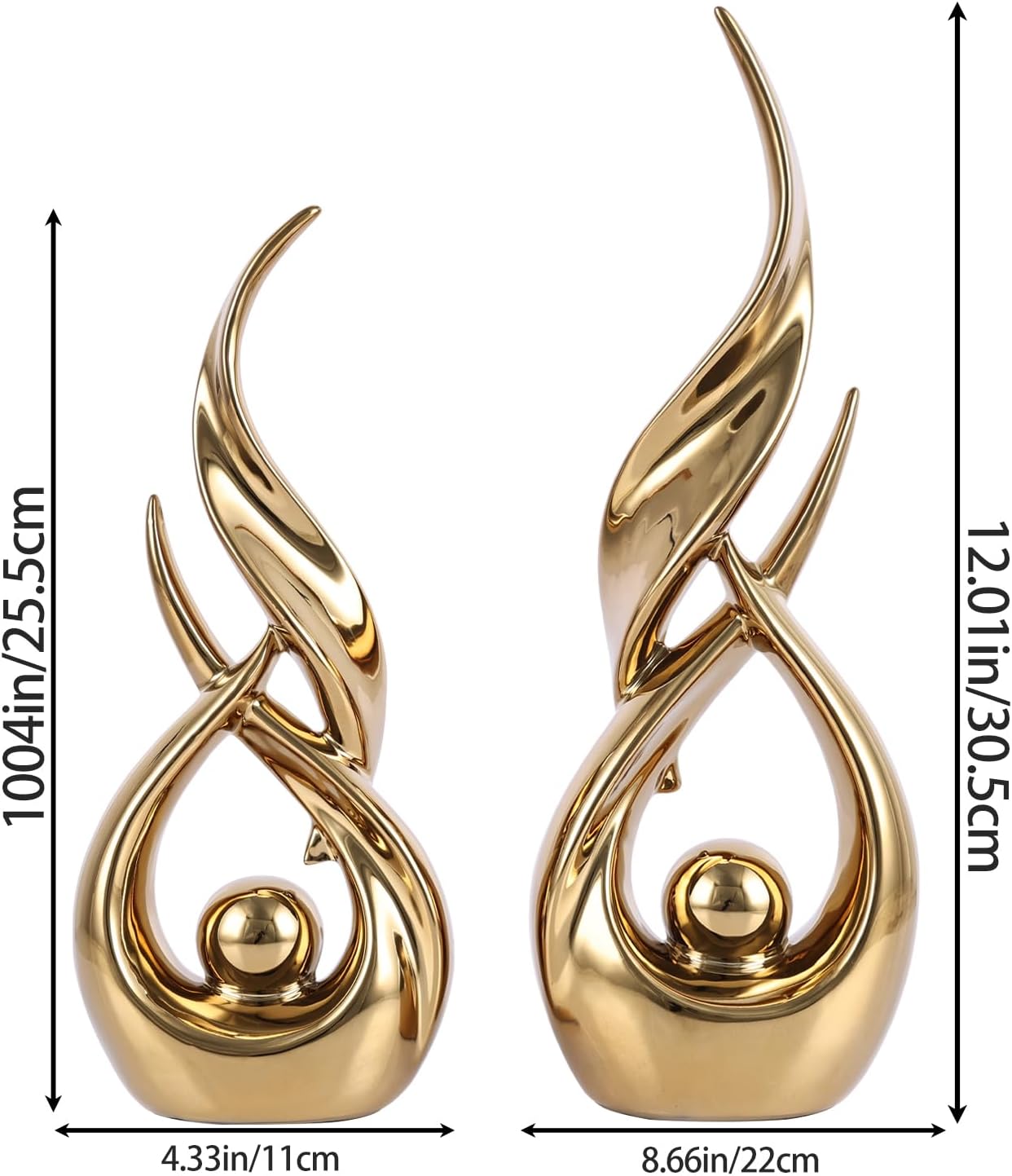 Ceramic Abstract Gold Home Decor Sculpture Set