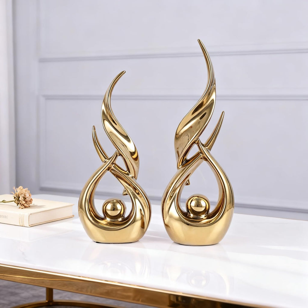 Ceramic Abstract Gold Home Decor Sculpture Set