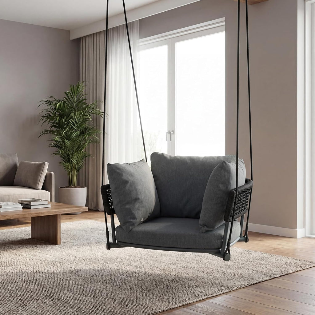 Macrame Hanging Swing Chair With Cushions