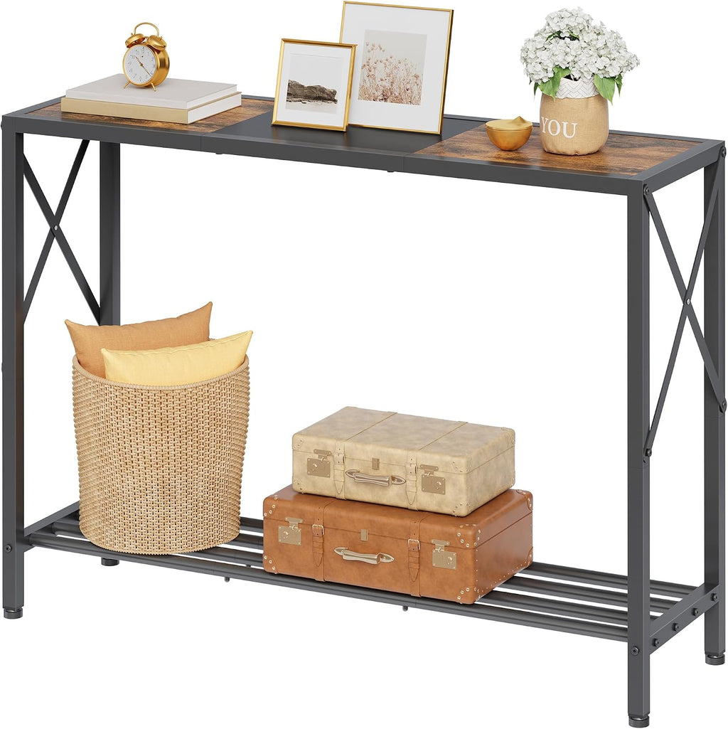 Industrial 2‑Tier Entryway Console Table