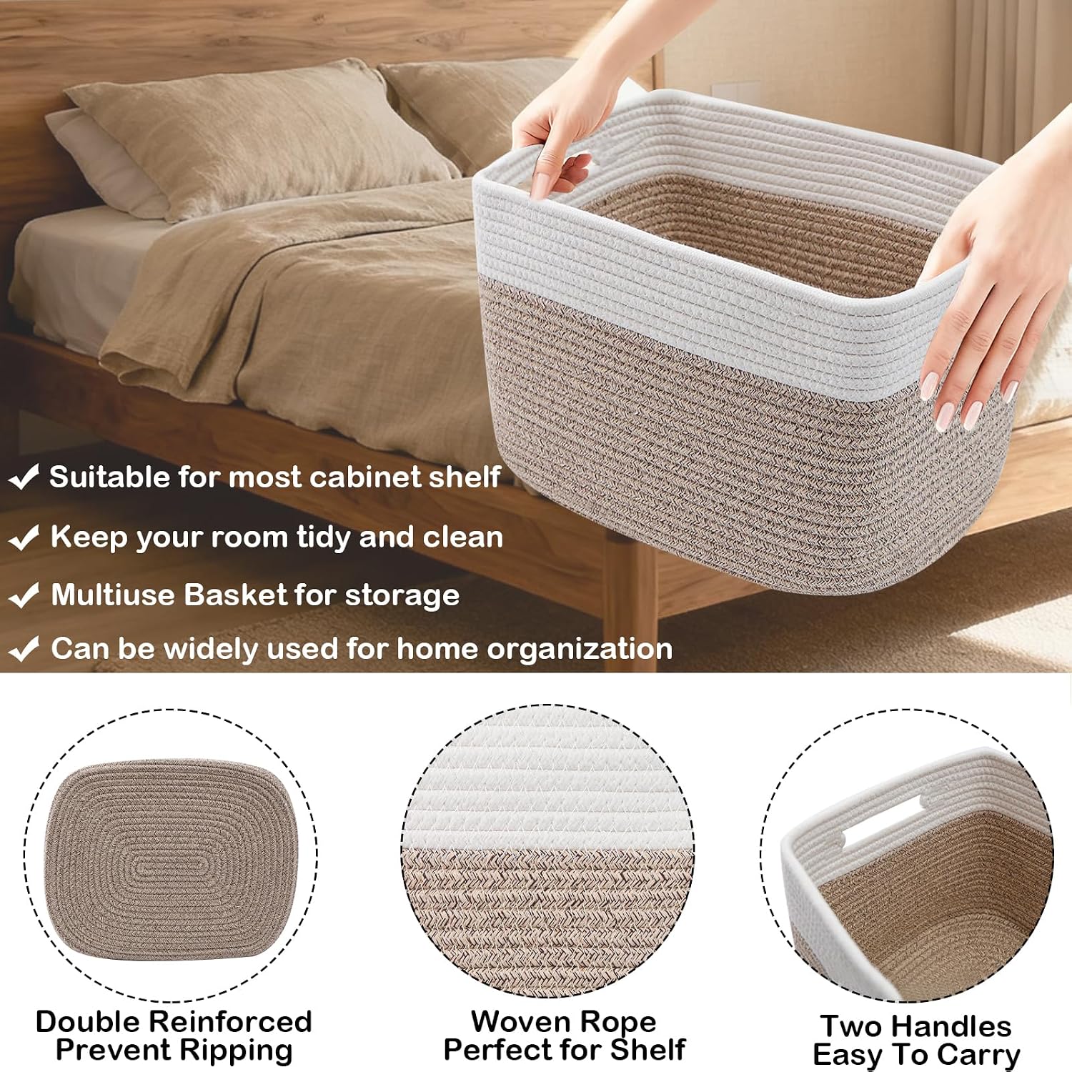 Woven Storage Baskets With Sturdy Handles