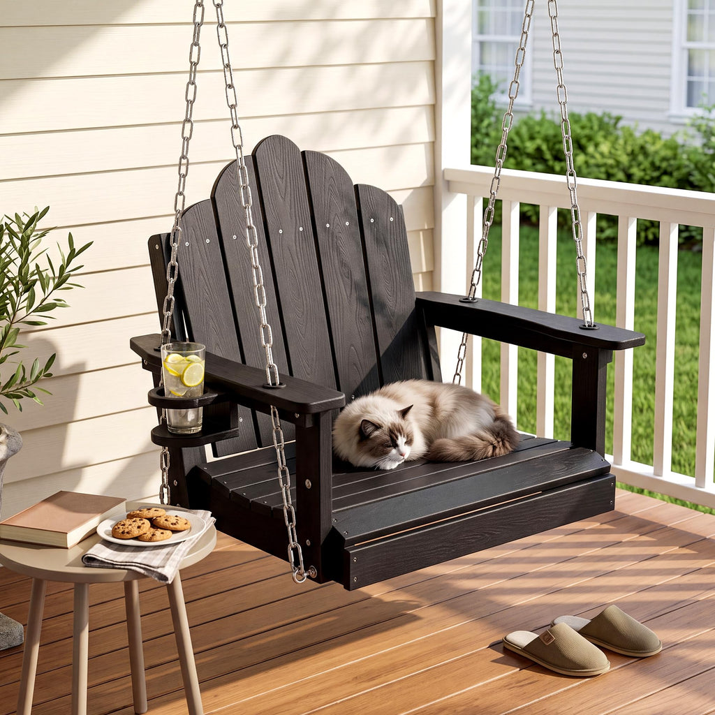 HDPE Outdoor Porch Swing Chair With Cup Holder