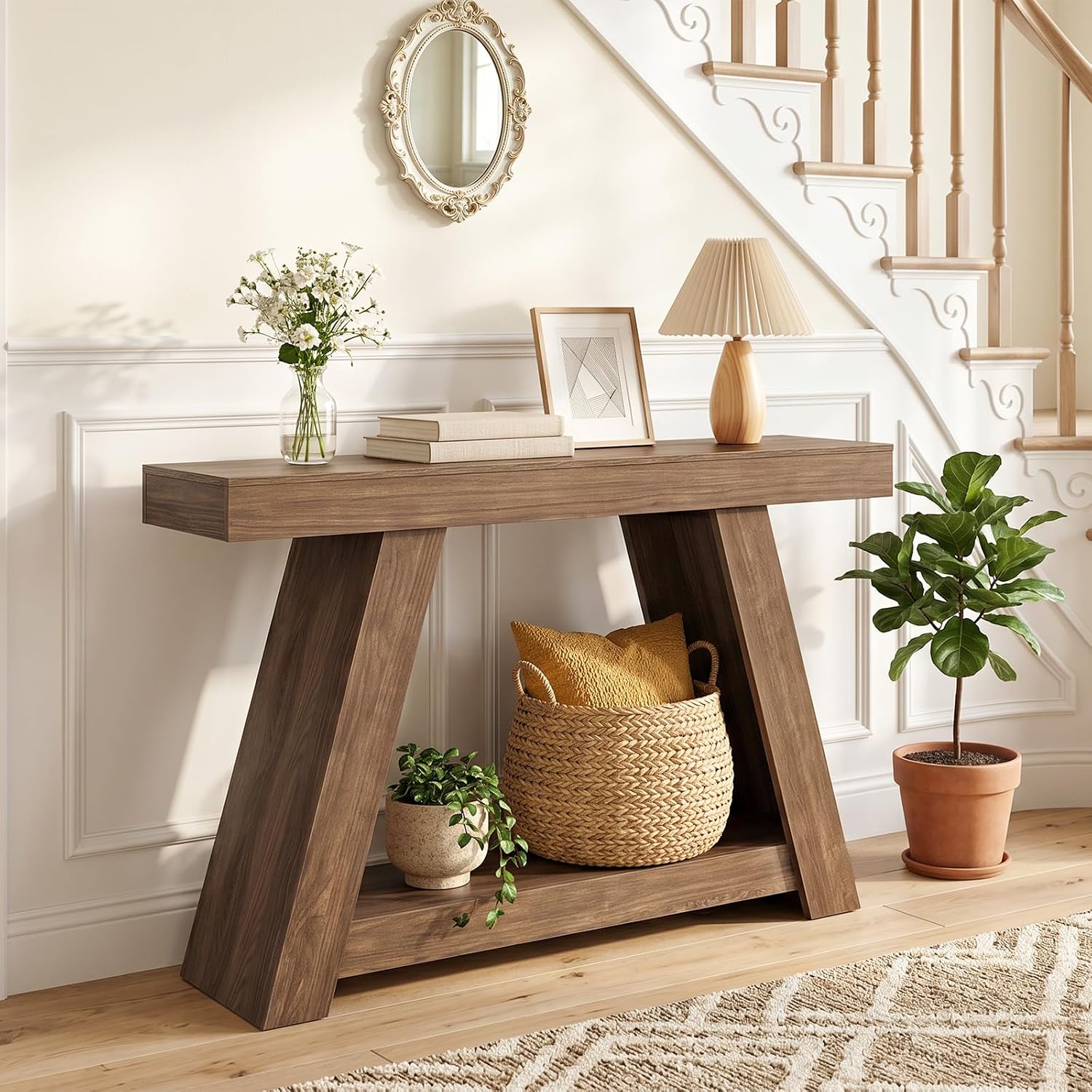 Narrow 2‑Tier Entryway Console Storage Table