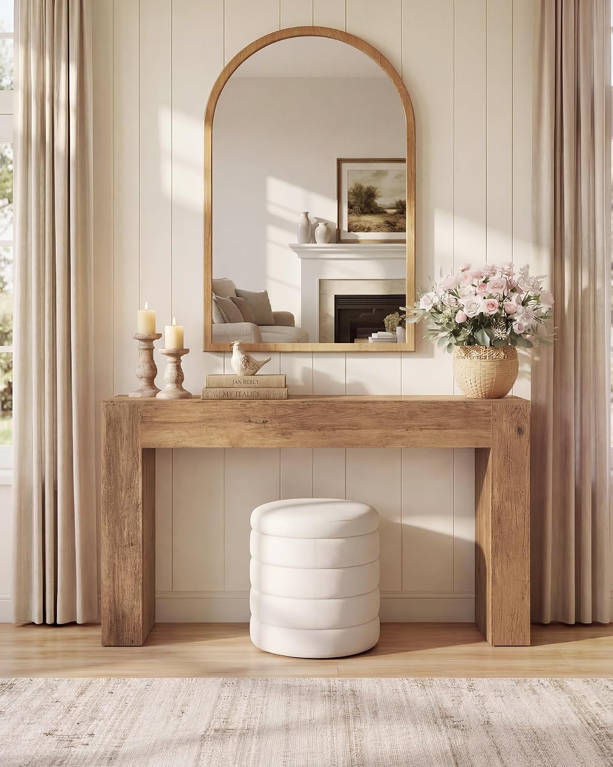 Farmhouse Thick‑Top Long Entryway Console Table