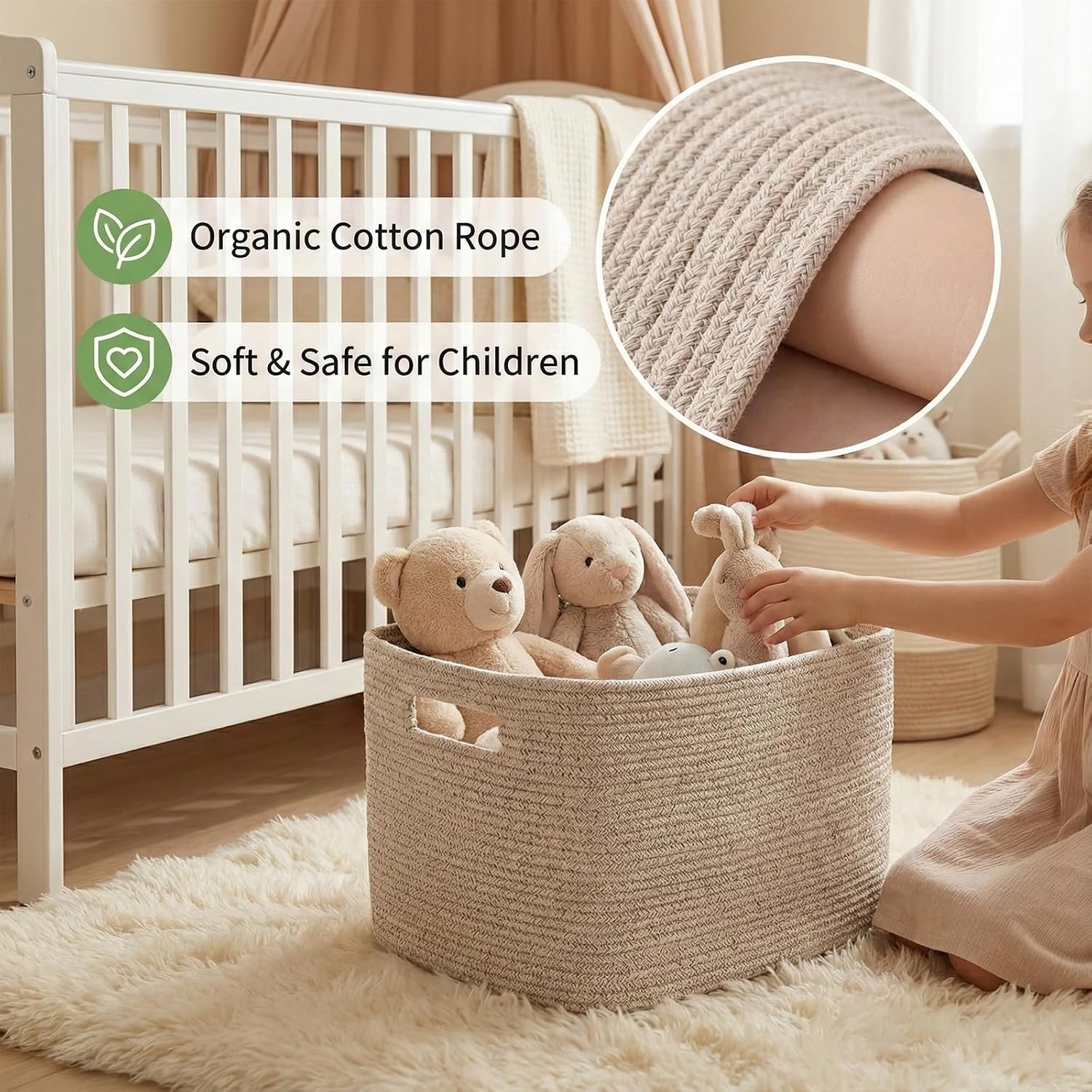 Large Woven Cotton Rope Storage Basket