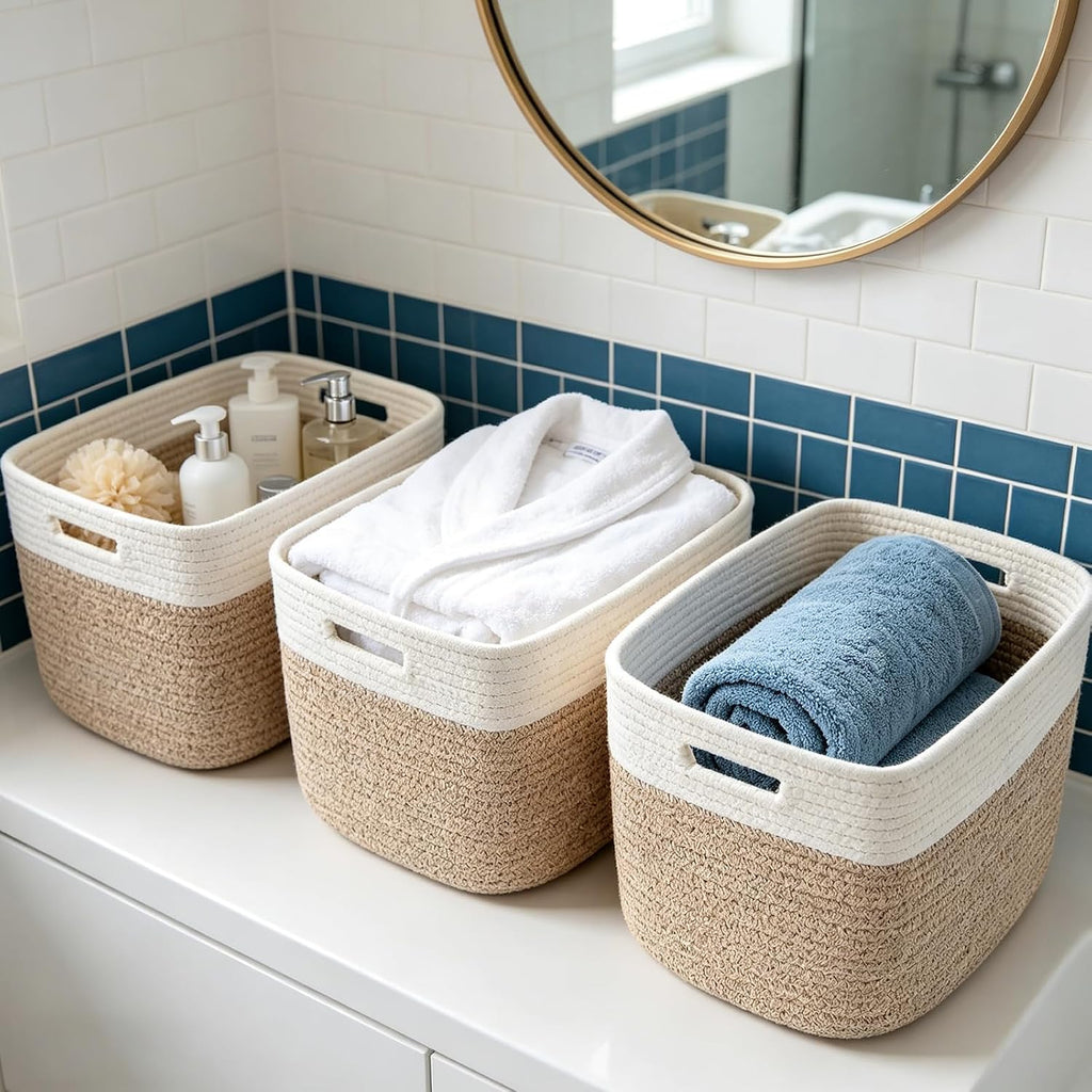 Woven Storage Baskets With Sturdy Handles