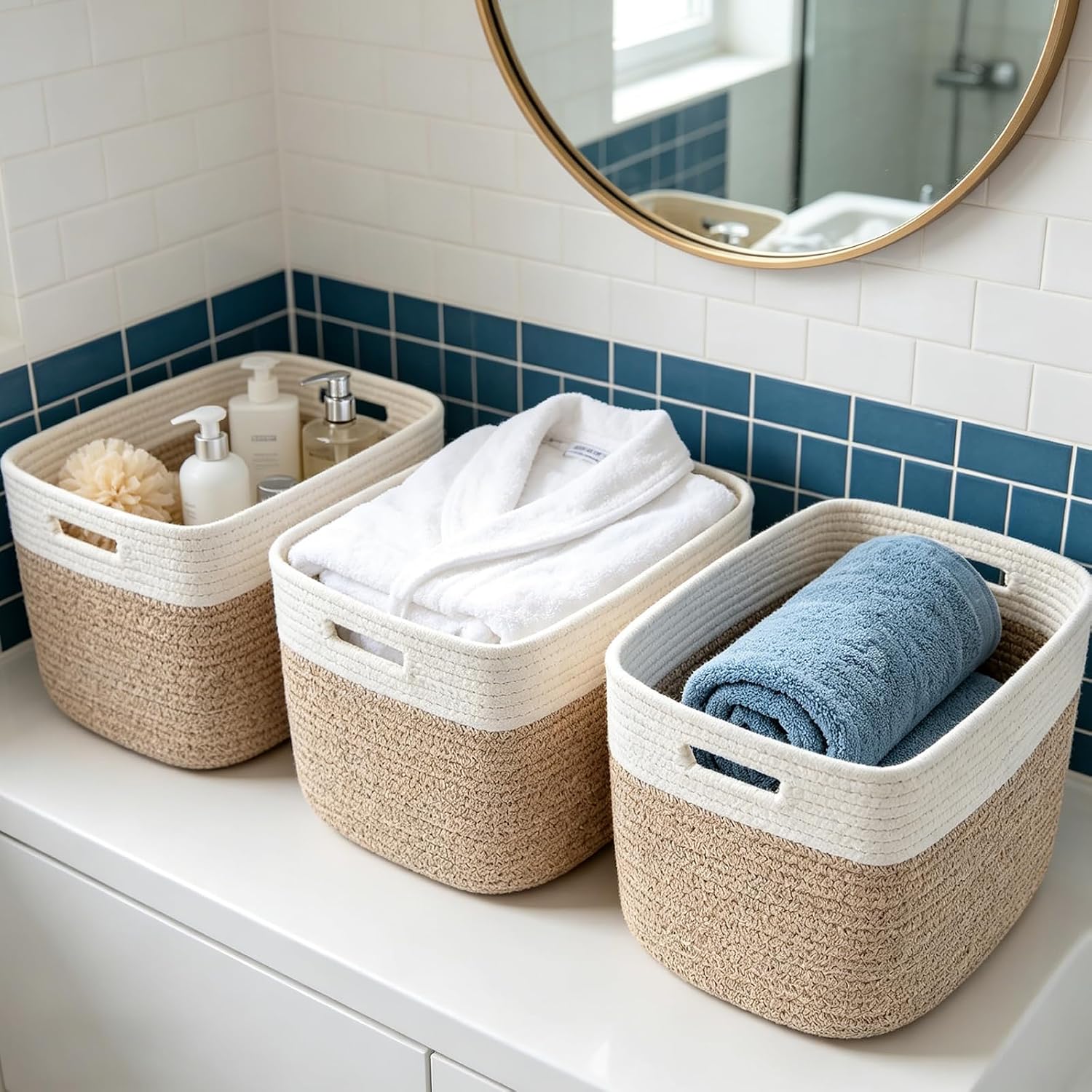 Woven Storage Baskets With Sturdy Handles