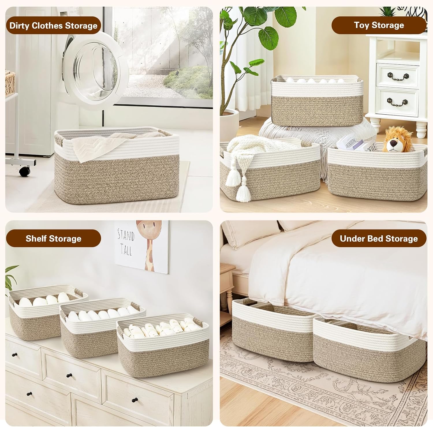 Large Woven Cotton Rope Storage Baskets