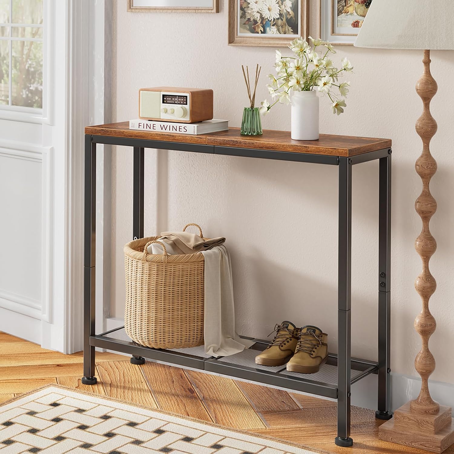 Narrow Rustic Entryway Sofa Console Table