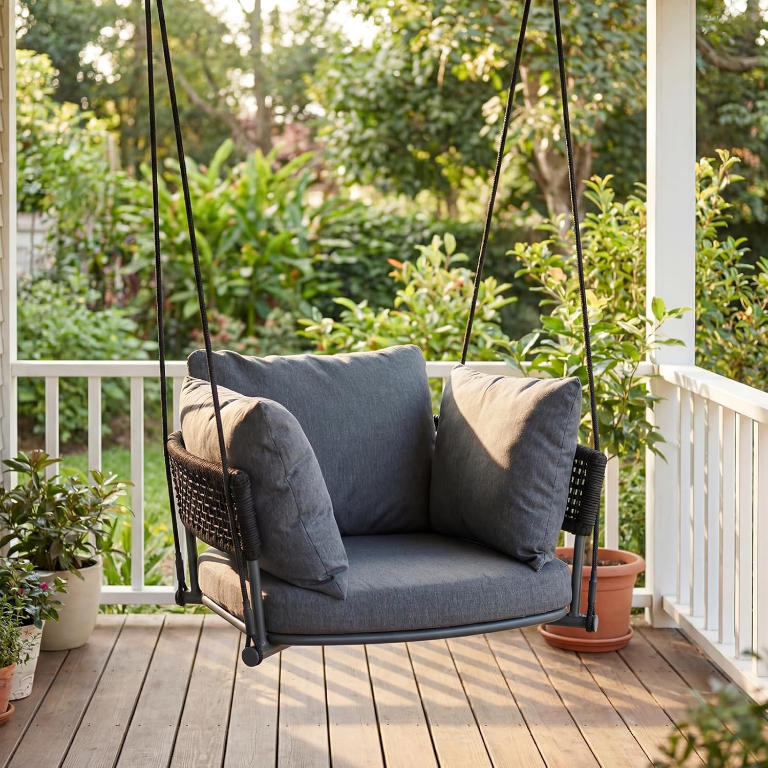 Macrame Hanging Swing Chair With Cushions