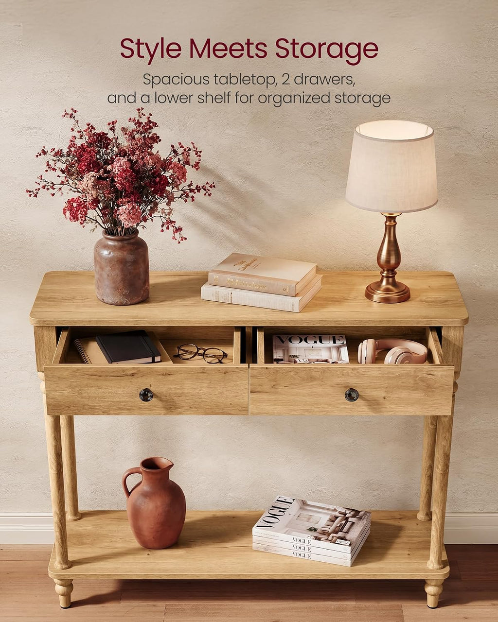 Narrow Wood‑Leg Entryway Sofa Console Table