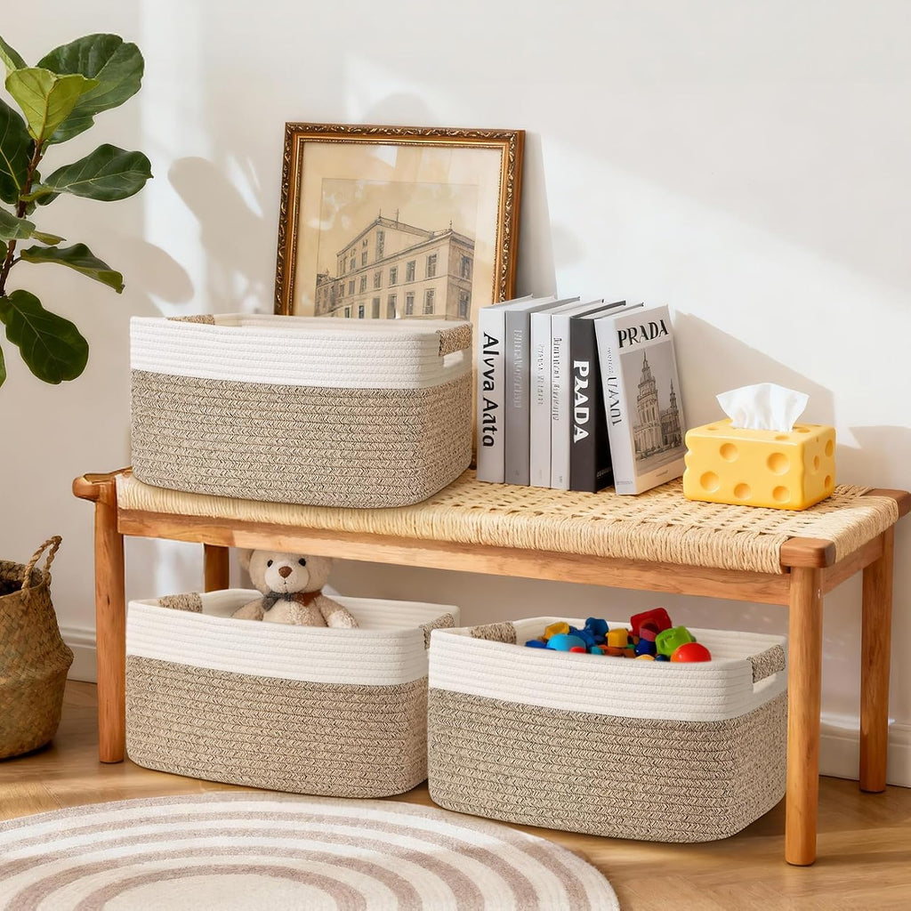 Large Woven Cotton Rope Storage Baskets