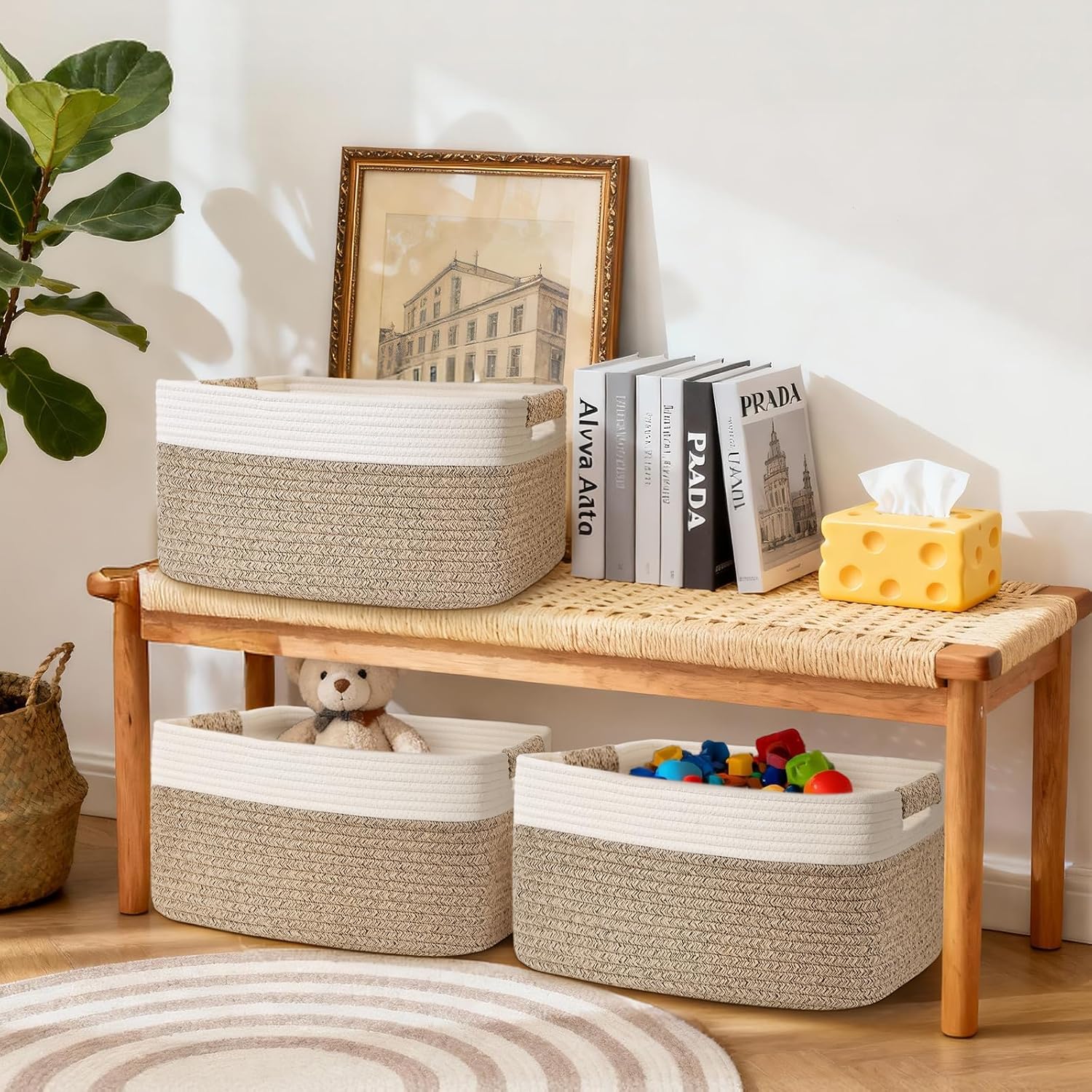 Large Woven Cotton Rope Storage Baskets