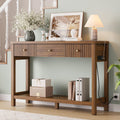 Fluted Console Table With Drawers Charging Station