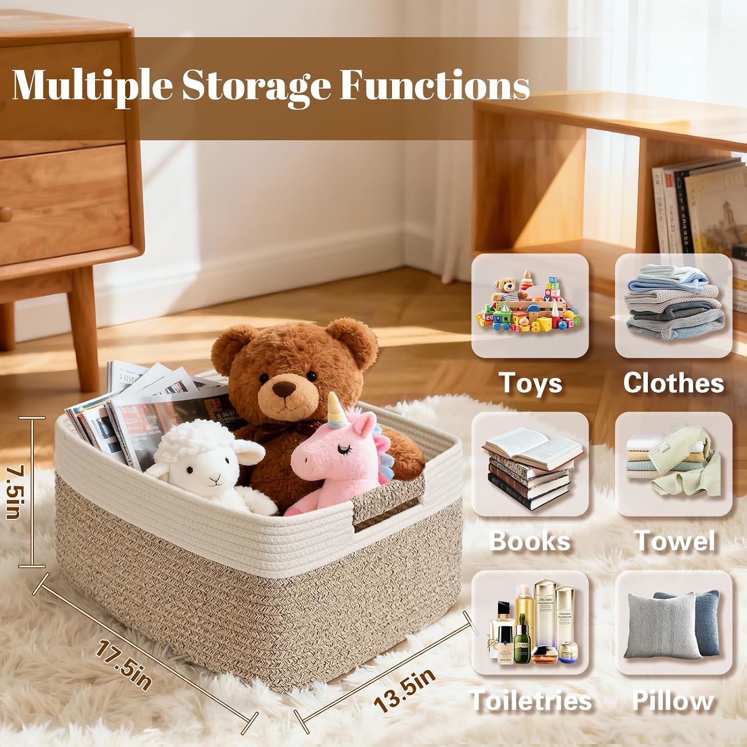 Large Woven Cotton Rope Storage Baskets