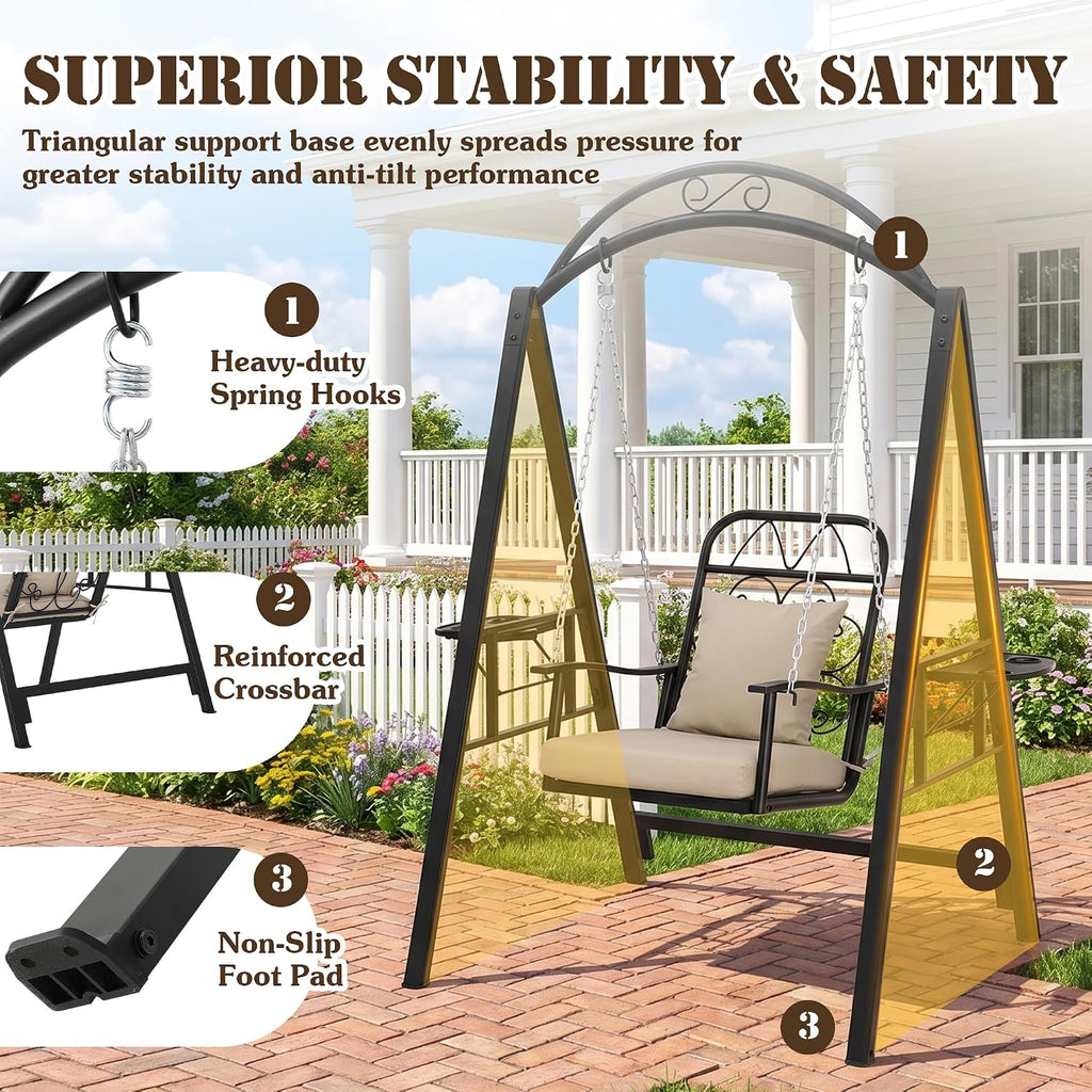 Outdoor Porch Swing Chair With Stand